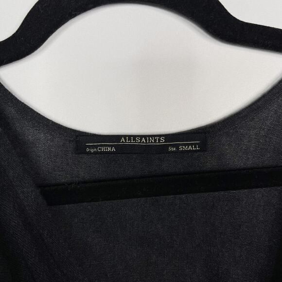 Allsaints Womens Small Dark Gray Itat Reversible Tee Sweater Short Sleeve Twist - Picture 7 of 9